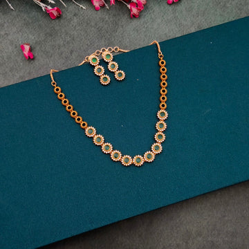 American Diamond round pattern necklace set