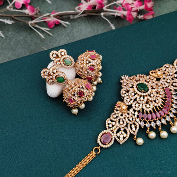 Grand American diamond Choker necklace Set