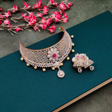 AD Ruby Stone Choker Necklace