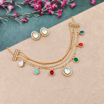 Jadau Kundan Navaratna  necklace