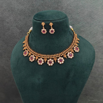 Traditional stone floral  short Necklace