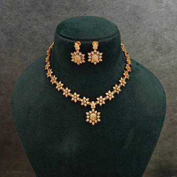 Floral Stone Short Necklace Set
