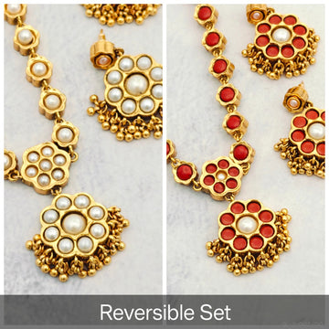 Reversible Gold Look Kemp Attgai - Blue / Pavazham