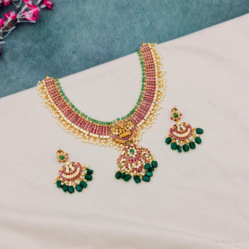 2-in-1 Lakshmi Kemp Temple Choker Necklace Set