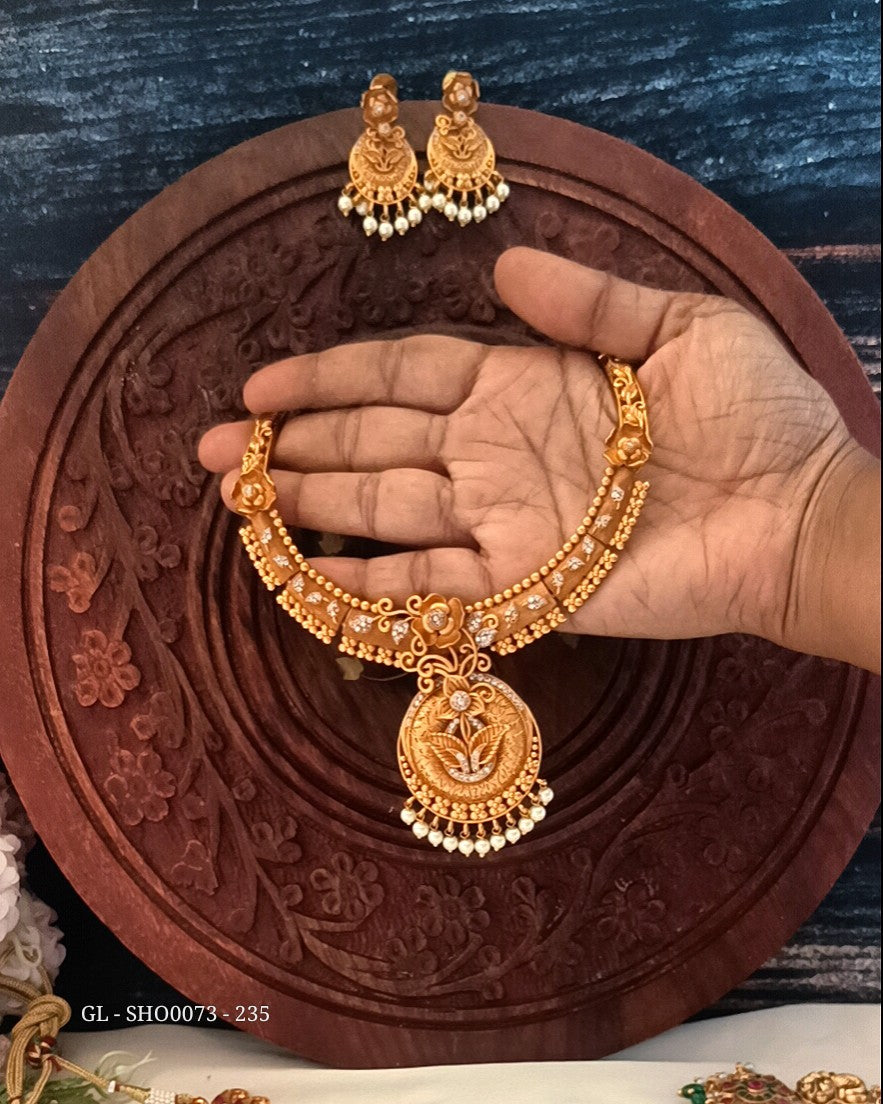 Matt Gold Designer Necklace: