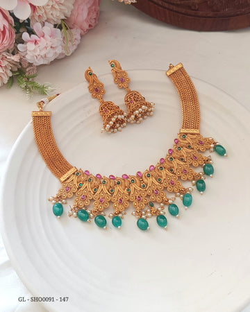 Raajwadi Finish Peacock Necklace GL-SHO0091-147