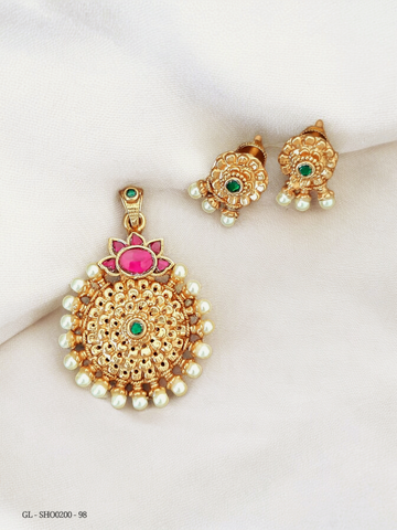 Jadau Kundan Pendant Set ( Ruby stone ) GL-SHO0200-98