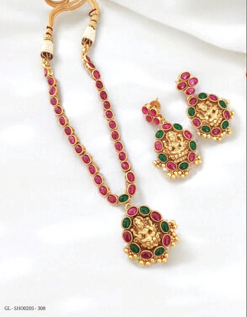 2 in 1 Kemp Necklace - Temple / Non Temple - Ruby Green GL-SHO0205-308