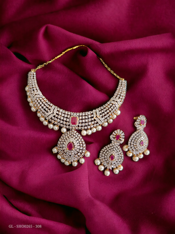 AD Necklace Set - Party Wear GL-SHO0265-308