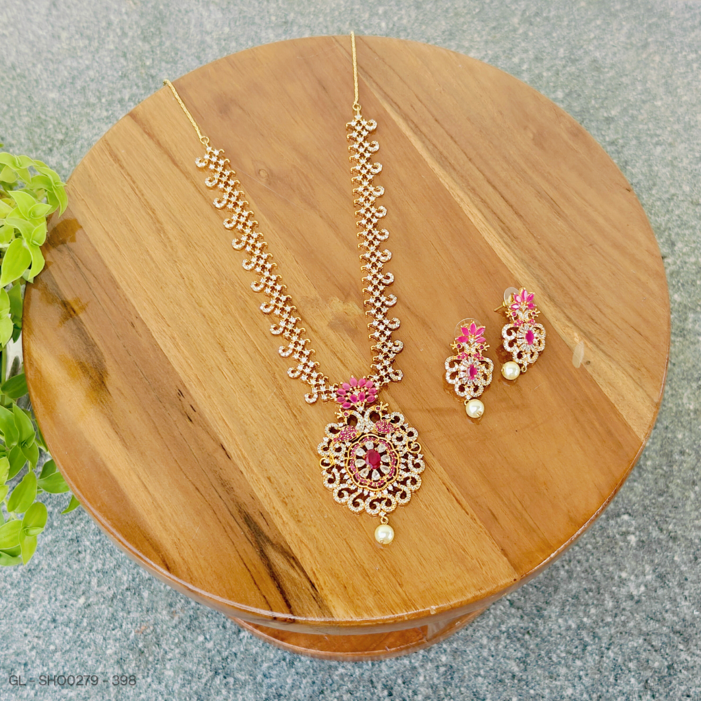 American Diamond Ruby stone Necklace