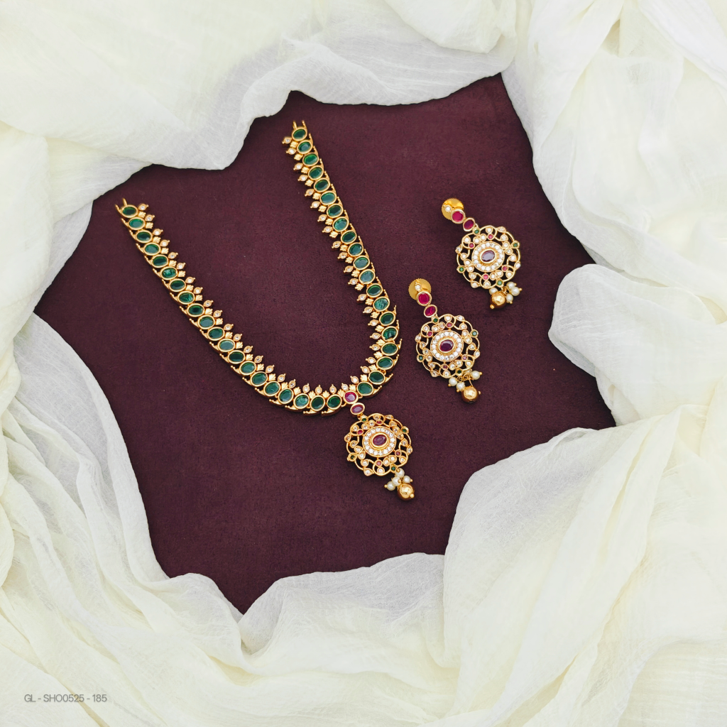 One gram gold Emerald Necklace