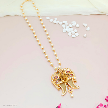 Tiger Nail Pearl Mala Short necklace Set GL-SHO0770-180