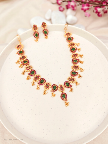 Mango style golden necklace - Ruby Green GL-SHO1007-163