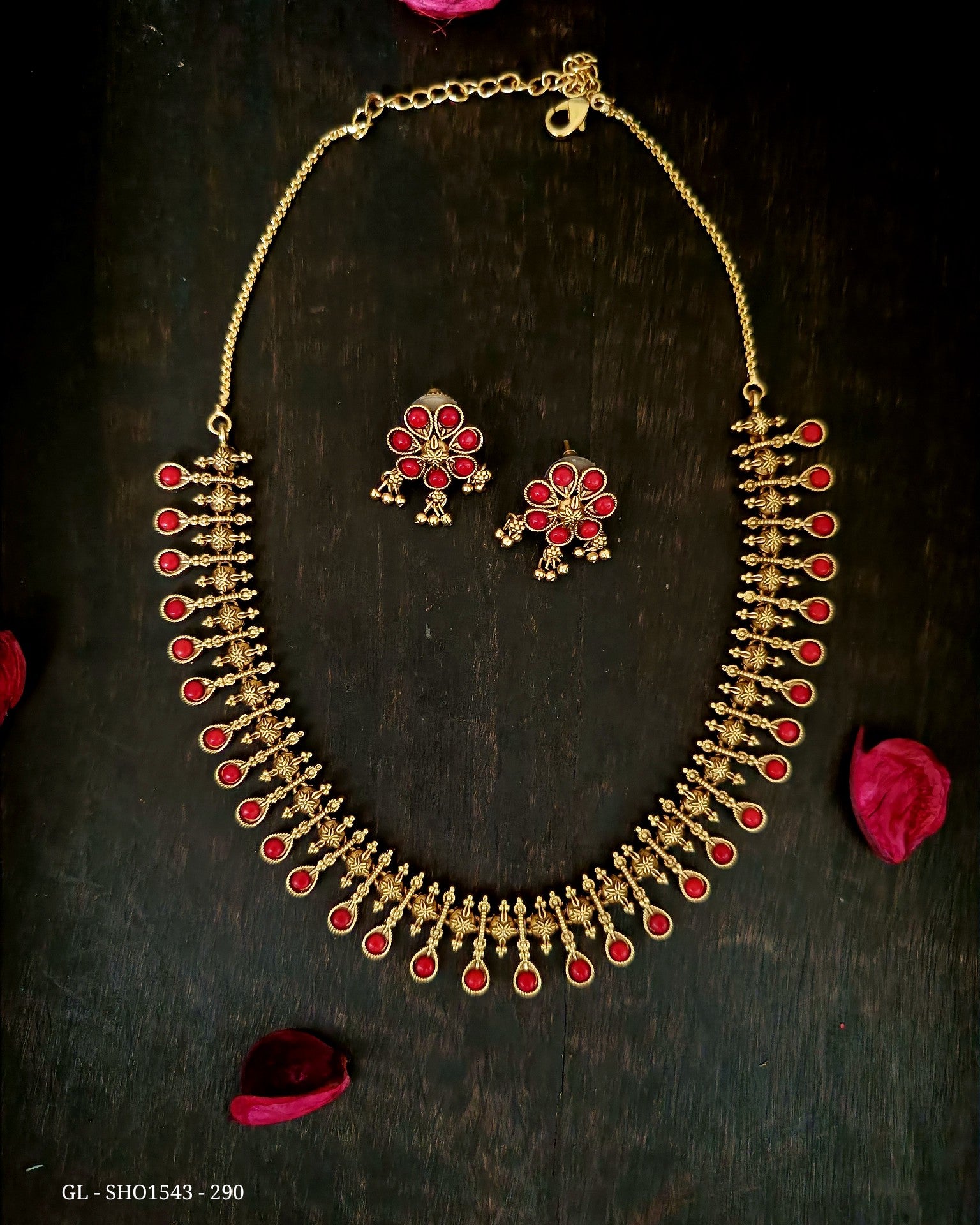 Semi precious Pavazham Necklace GL-SHO1543-290