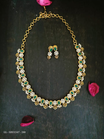 Diamond look AD Emerald Necklace GL-SHO1547-288