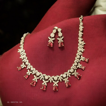 American Diamond necklace - Ruby Stone GL-SHO1756-165