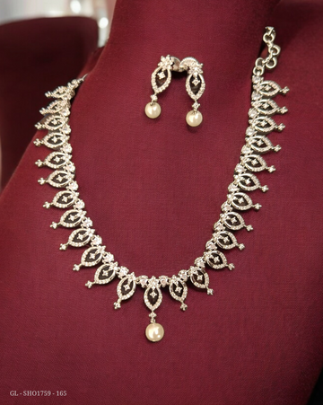 American Diamond necklace - Pearl drops GL-SHO1759-165