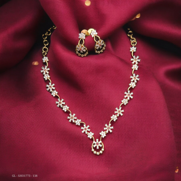 American Diamond Necklace set - Ruby stone GL-SHO1773-138