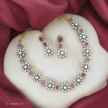 Victorian Polki Ruby stone  short Necklace set GL-SHO2030-440