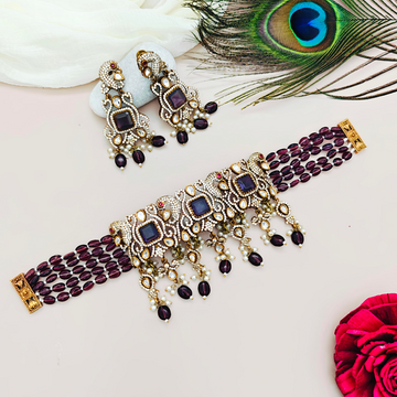 Mossanaite stone Victorian peacock choker
