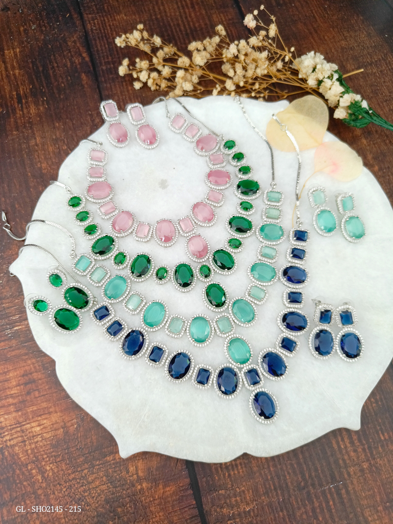 Silver finish Party wear Necklace Set