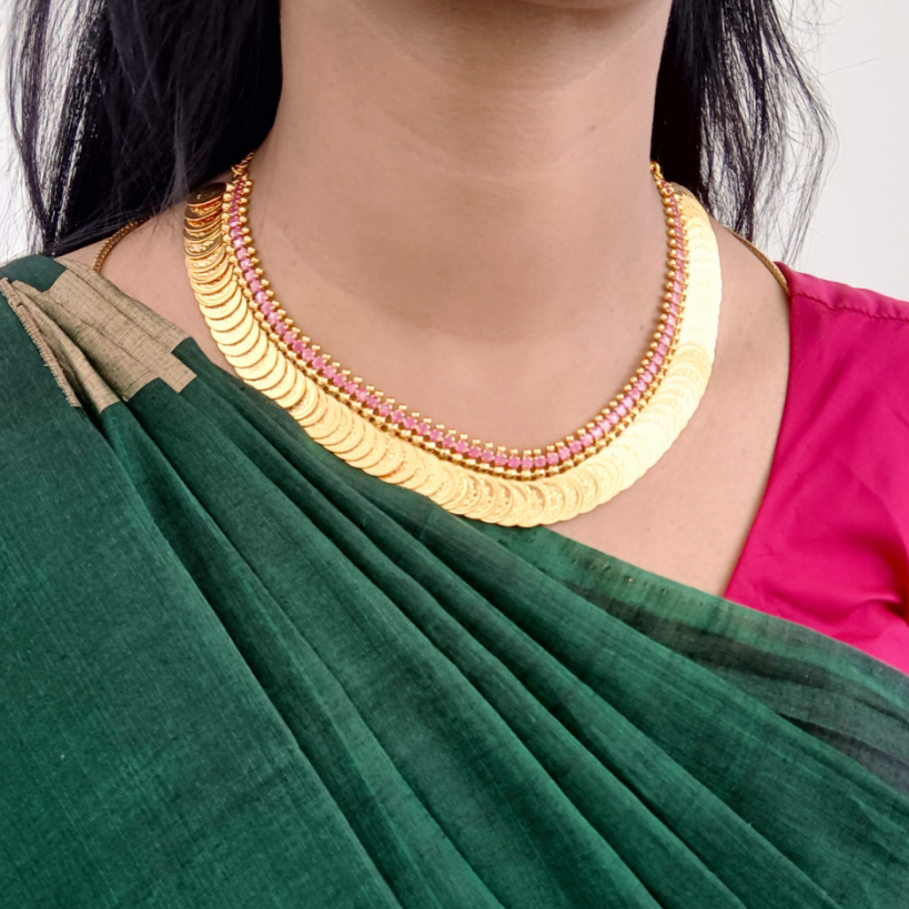 Coin Necklace Ruby - 1 gram gold - GL-SHO2502-100