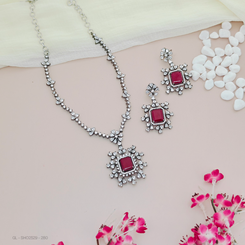 Pastel American Diamond necklace