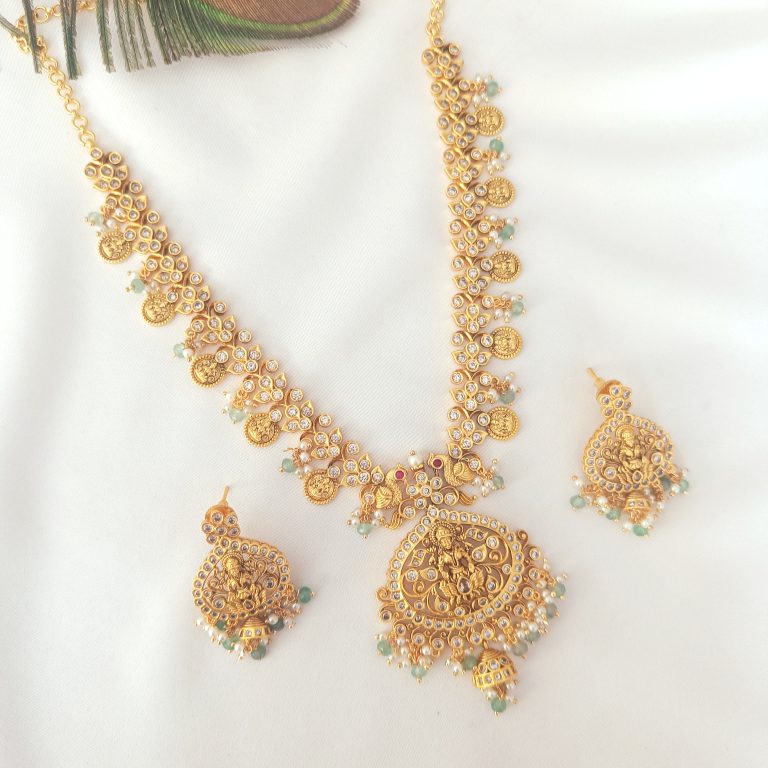 Cz Matt finished Temple Green Bead necklace GL-SHO2532-228