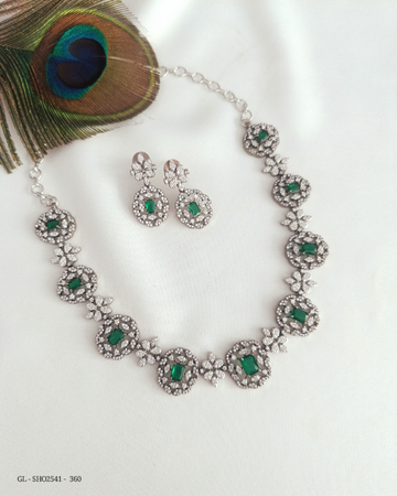 Green Cz American diamond antique necklace GL-SHO2541-360