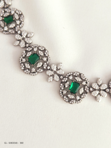 Green Cz American diamond antique necklace GL-SHO2541-360