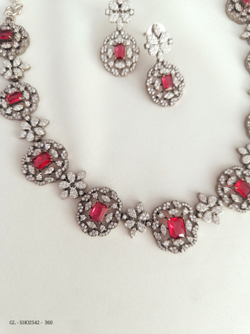 Red Cz American diamond antique necklace GL-SHO2542-360