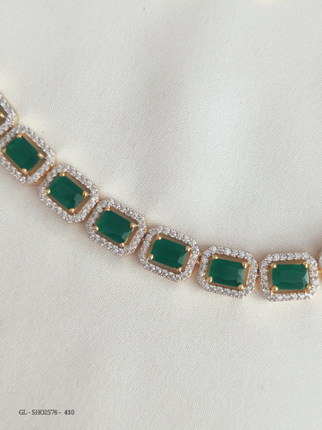 Emerald Cz American diamond necklace GL-SHO2576-410