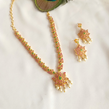 One gram gold Ruby Emerald necklace