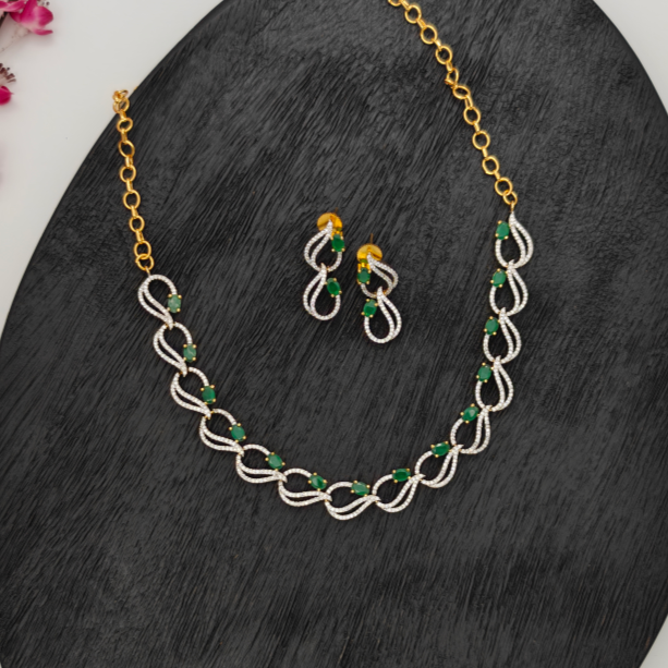 American Diamond leaf Necklace