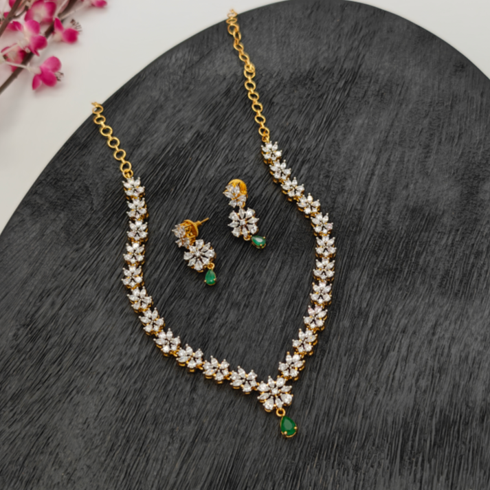 American Diamond floral Necklace