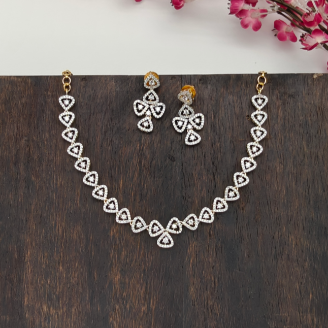 American Diamond triangle Necklace Set  GL-SHO2596-140