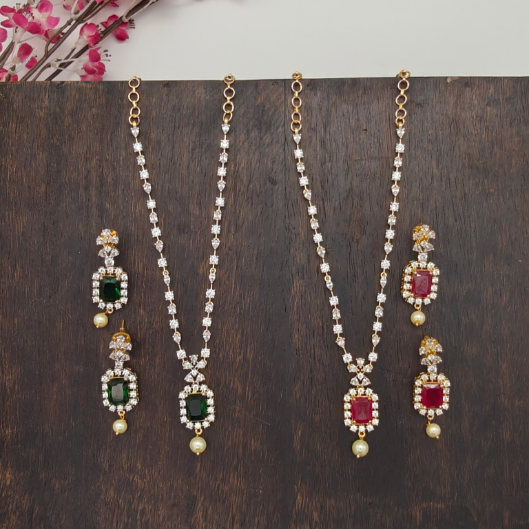 American Diamond Square Necklace