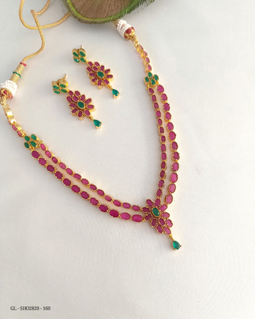 Golden Ruby Emerald necklace GL-SHO2820-160