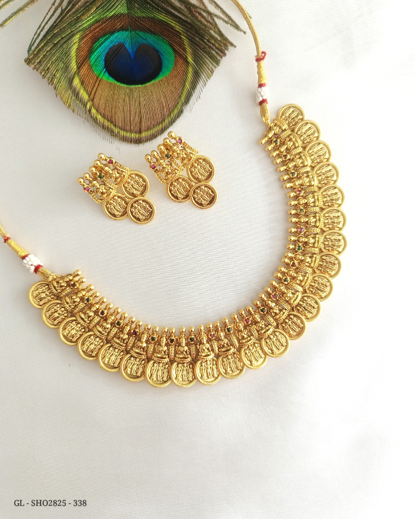 Golden coin necklace in lakshmi motif - GL-SHO2825-338