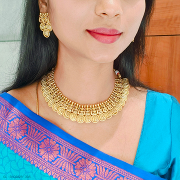 Golden coin necklace - lakshmi motif