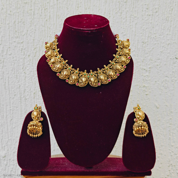 Antique golden nakshi Ganesha necklace