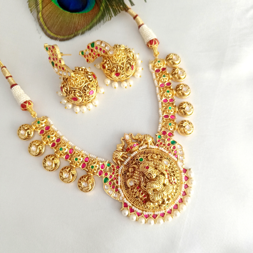 Jadau Kundan Lakshmi nakshi necklace GL-SHO2830-708