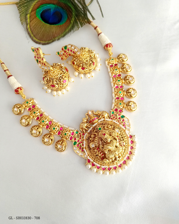 Jadau Kundan Lakshmi nakshi necklace GL-SHO2830-708