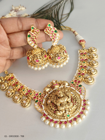 Jadau Kundan Lakshmi nakshi necklace GL-SHO2830-708