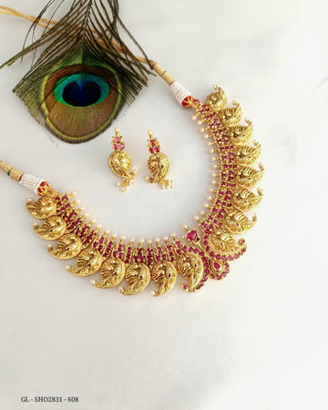 Jadau Ruby authentic Mango nakshi necklace GL-SHO2831-608