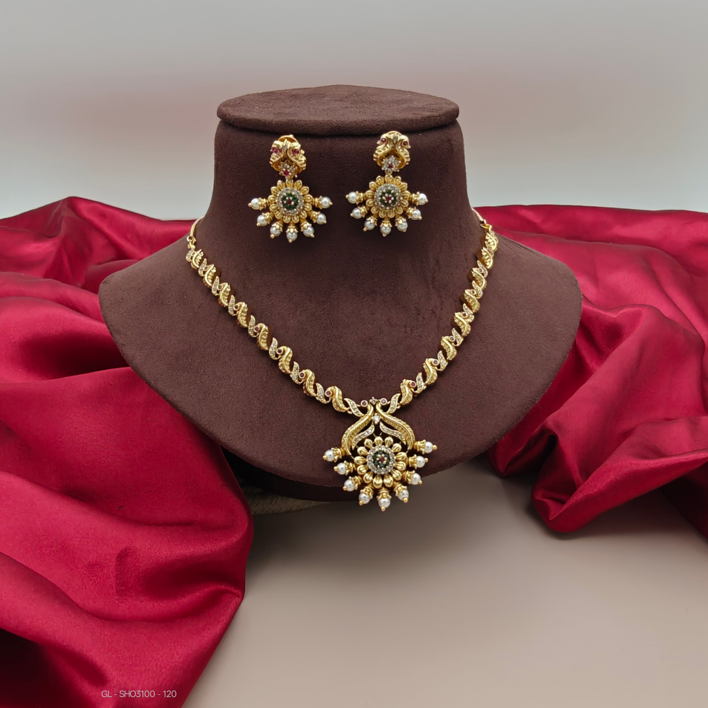 Peacock pearl Necklace Set