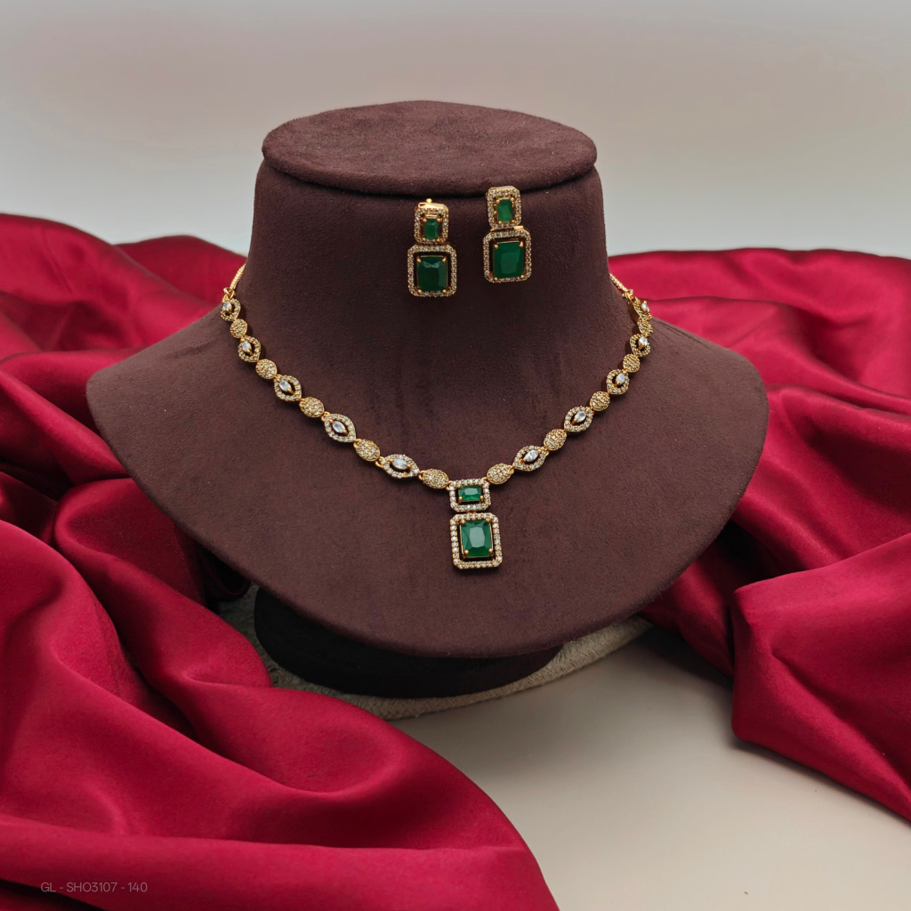 American Diamond Emerald square Set