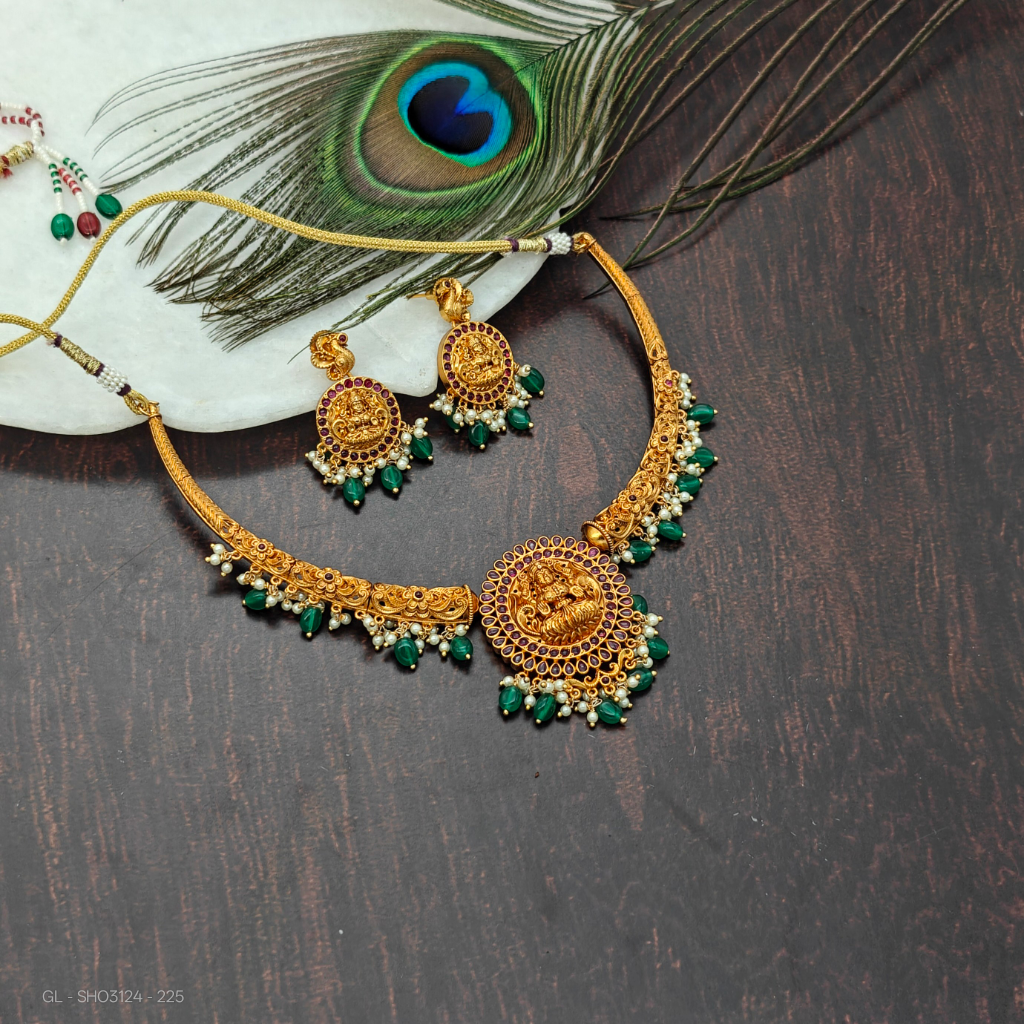 Hasli Lakshmi green bead Necklace