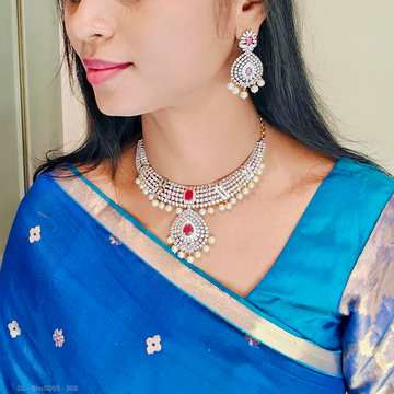 American Diamond Ruby Necklace