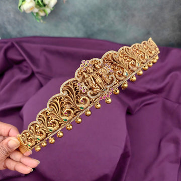 Adult hip belt-center vishnu-two lakshmi-golden pearl